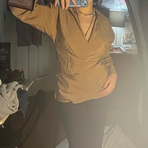 brown collared zara blouse